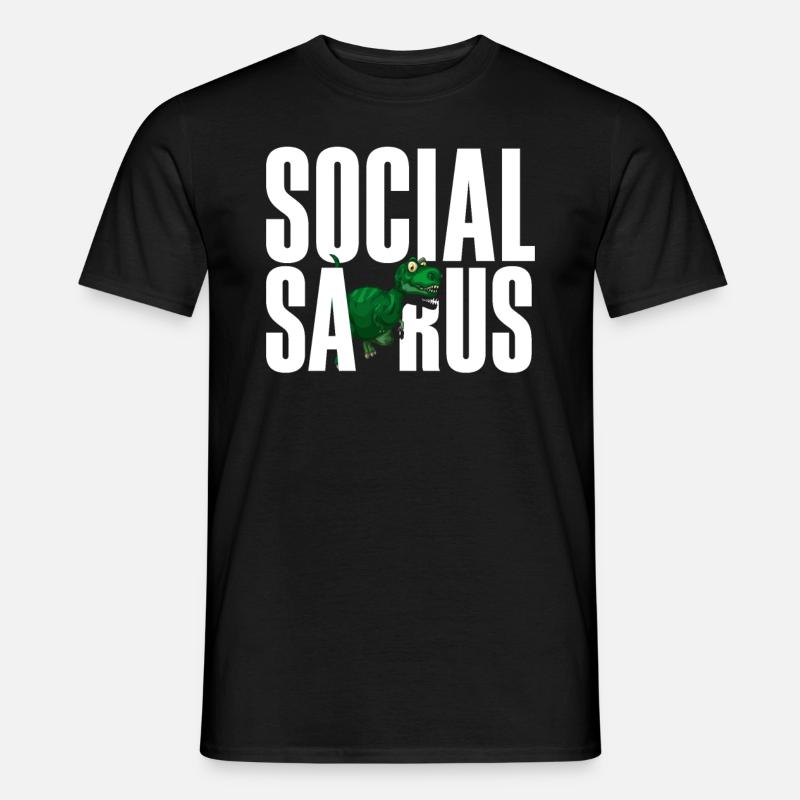 Social Saurus Dinosaur Funny - Men's T-Shirt - black