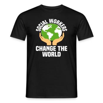 Social workers change the world - Men's T-Shirt - black - Front - AI Model Male 178 light (178cm)