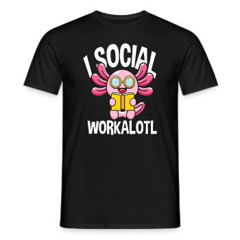 Social Workalotl Funny Axolotl - Men's T-Shirt - black - Front - AI Model Male 178 light (178cm)