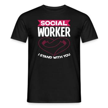 Travailleur social, je suis à vos côtés - T-shirt homme - noir - Devant - AI Model Male 178 light (178cm)