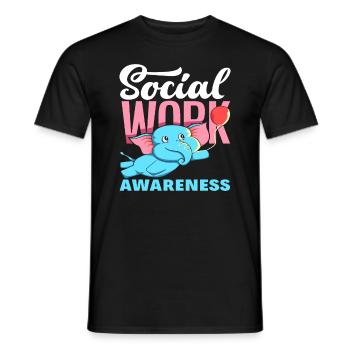 Social Work Awareness with Elephant - Men's T-Shirt - black - Front - AI Model Male 178 light (178cm)