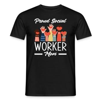 Proud social worker mom - Men's T-Shirt - black - Front - AI Model Male 178 light (178cm)