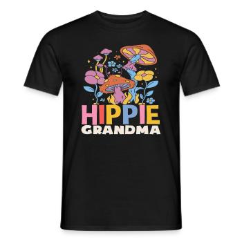 Hippie Mamie Fleurs et Champignons Rétro - T-shirt homme - noir - Devant - AI Model Male 178 light (178cm)