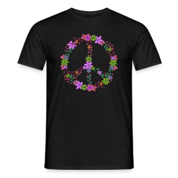Floral Peace Sign Vintage Style - Men's T-Shirt - black - Front - AI Model Male 178 light (178cm)