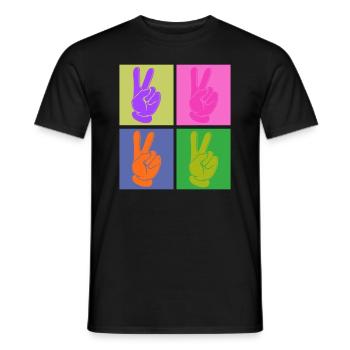 Poignée de paix colorée Pop Art Design - T-shirt homme - noir - Devant - AI Model Male 178 light (178cm)