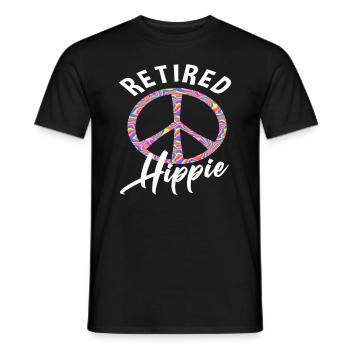 Retired Hippie Peace Zeichen Buntes Design - Männer T-Shirt - Schwarz - Vorne - AI Model Male 178 light (178cm)