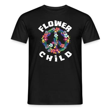 Flower Child Blumenkind Friedenszeichen - Männer T-Shirt - Schwarz - Vorne - AI Model Male 178 light (178cm)