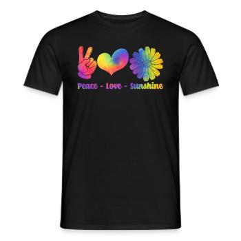 Hippie Rétro Arc-en-ciel Paix Amour Soleil - T-shirt homme - noir - Devant - AI Model Male 178 light (178cm)