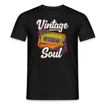 Vintage Hippie Cassette 70's Soul Floral Hippie - T-shirt homme - noir - Devant - AI Model Male 178 light (178cm)
