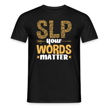 SLP Vos mots comptent Imprimé léopard - T-shirt homme - noir - Devant - AI Model Male 178 light (178cm)