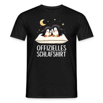 Official Sleep Shirt Penguins Penguin Pair - Men's T-Shirt - black - Front - AI Model Male 178 light (178cm)