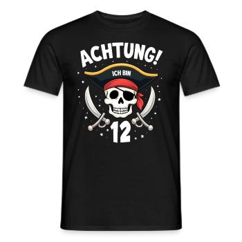 12th Birthday Pirate Gift Boys Boys - Men's T-Shirt - black - Front - AI Model Male 178 light (178cm)