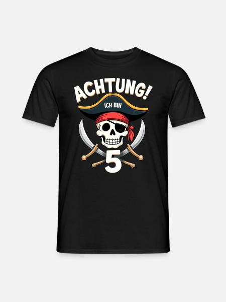 5. Geburtstag Piraten Geschenk Jungs Jungen - Männer T-Shirt - Schwarz