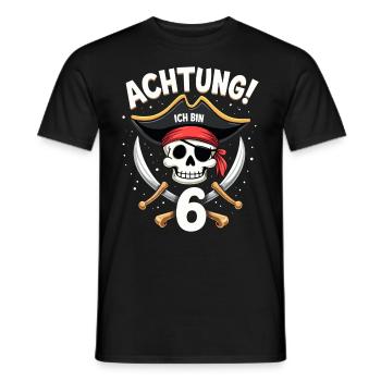 6th Birthday Pirate Gift Boys Boys - Men's T-Shirt - black - Front - AI Model Male 178 light (178cm)