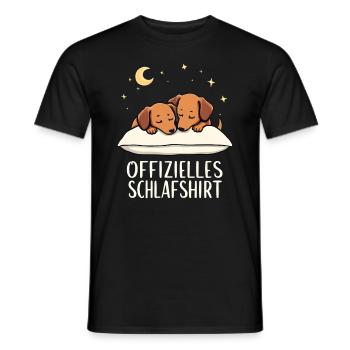 Official Sleeping Shirt Dachshund Pair - Men's T-Shirt - black - Front - AI Model Male 178 light (178cm)
