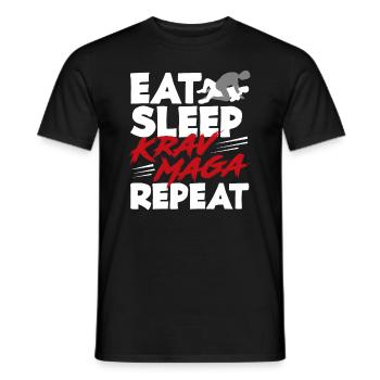 Krav Maga Food Sleeping - Men's T-Shirt - black - Front - AI Model Male 178 light (178cm)