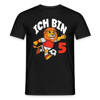 Funny Lion Football I'm 5 Children's Birthday - Men's T-Shirt - black - Front - AI Model Male 178 light (178cm)