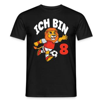 Funny Lion Football I'm 8 Children's Birthday - Men's T-Shirt - black - Front - AI Model Male 178 light (178cm)