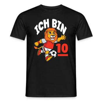Funny Lion Football I'm 10 Children's Birthday - Men's T-Shirt - black - Front - AI Model Male 178 light (178cm)