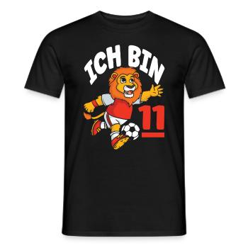 Funny Lion Football I'm 11 Children's Birthday - Men's T-Shirt - black - Front - AI Model Male 178 light (178cm)