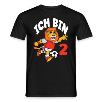 Funny Lion Football I'm 2 Children's Birthday - Men's T-Shirt - black - Front - AI Model Male 178 light (178cm)