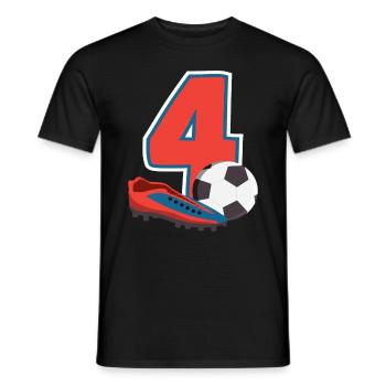 Fête d’anniversaire des enfants de football de 4 ans - T-shirt homme - noir - Devant - AI Model Male 178 light (178cm)