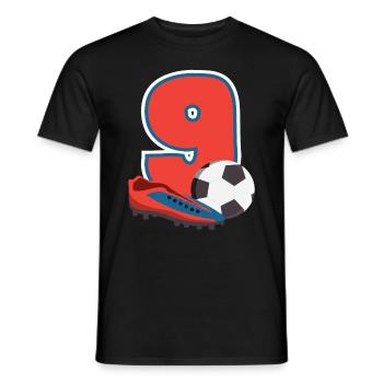 Fête d’anniversaire des enfants de football de 9 ans - T-shirt homme - noir - Devant - AI Model Male 178 light (178cm)