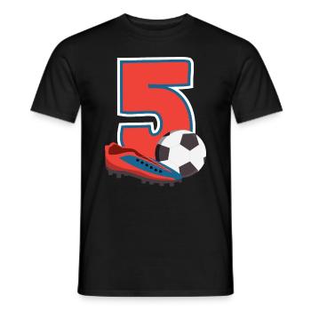 Fête d’anniversaire des enfants de football 5 ans - T-shirt homme - noir - Devant - AI Model Male 178 light (178cm)