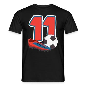 Fête d’anniversaire des enfants de football 11 ans - T-shirt homme - noir - Devant - AI Model Male 178 light (178cm)