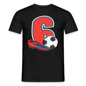 Fête d’anniversaire des enfants de football de 6 ans - T-shirt homme - noir - Devant - AI Model Male 178 light (178cm)