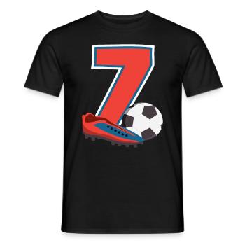 Fête d’anniversaire des enfants de football de 7 ans - T-shirt homme - noir - Devant - AI Model Male 178 light (178cm)