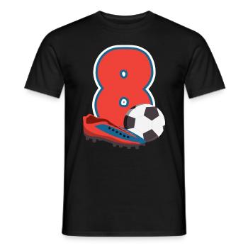 Fête d’anniversaire des enfants de football 8 ans - T-shirt homme - noir - Devant - AI Model Male 178 light (178cm)