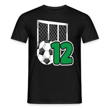 Fête d’anniversaire des enfants de football de 12 ans - T-shirt homme - noir - Devant - AI Model Male 178 light (178cm)