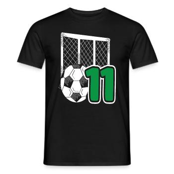 Fête d’anniversaire des enfants de football 11 ans - T-shirt homme - noir - Devant - AI Model Male 178 light (178cm)