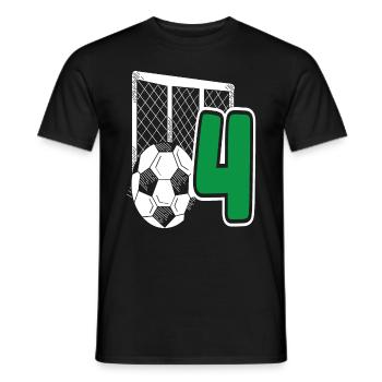 Fête d’anniversaire des enfants de football de 4 ans - T-shirt homme - noir - Devant - AI Model Male 178 light (178cm)