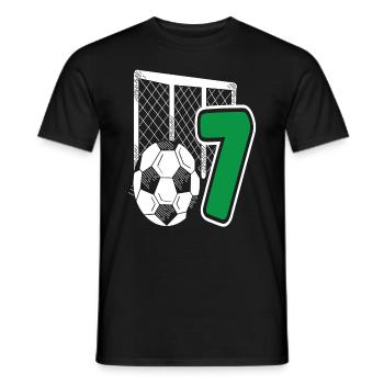Fête d’anniversaire des enfants de football de 7 ans - T-shirt homme - noir - Devant - AI Model Male 178 light (178cm)