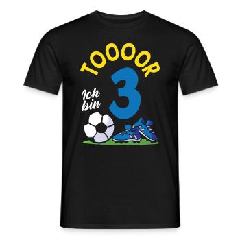 Goal Football I'm 3 Children's Birthday Party - Men's T-Shirt - black - Front - AI Model Male 178 light (178cm)