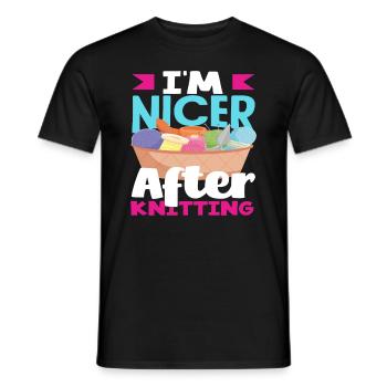 I'm nicer after knitting - Men's T-Shirt - black - Front - AI Model Male 178 light (178cm)