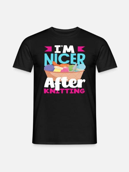 I'm nicer after knitting - Men's T-Shirt - black