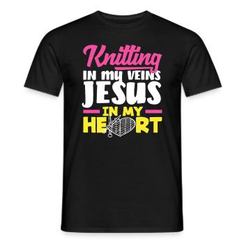 Stricken In Meinen Adern Jesus Im Herzen - Männer T-Shirt - Schwarz - Vorne - AI Model Male 178 light (178cm)