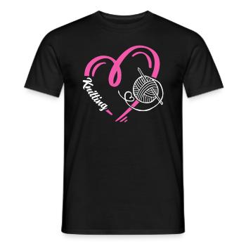 Knitting Heart Design for Lovers - Men's T-Shirt - black - Front - AI Model Male 178 light (178cm)