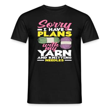 Sorry I have plans with my yarn and - Men's T-Shirt - black - Front - AI Model Male 178 light (178cm)