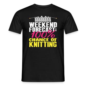 Weekend forecast: 100% knitting - Men's T-Shirt - black - Front - AI Model Male 178 light (178cm)