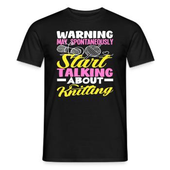 Attention can spontaneously talk about knitting - Men's T-Shirt - black - Front - AI Model Male 178 light (178cm)