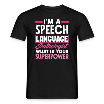 Orthophoniste Quel est votre superpouvoir - T-shirt homme - noir - Devant - AI Model Male 178 light (178cm)