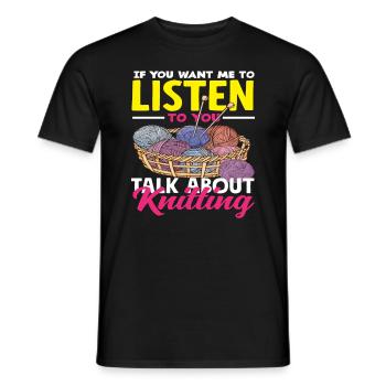 Écoutez-moi parler de tricot - T-shirt homme - noir - Devant - AI Model Male 178 light (178cm)
