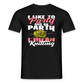 I like to party and knit - Men's T-Shirt - black - Front - AI Model Male 178 light (178cm)