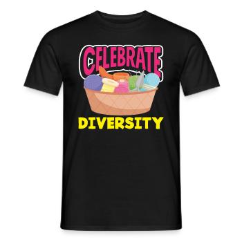Celebrate Diversity Knitting Art - Men's T-Shirt - black - Front - AI Model Male 178 light (178cm)
