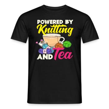Knitted life with tea and wool - Men's T-Shirt - black - Front - AI Model Male 178 light (178cm)