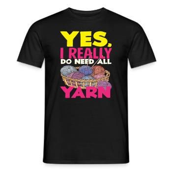 Tricoter Yes I Need Yarn - T-shirt homme - noir - Devant - AI Model Male 178 light (178cm)
